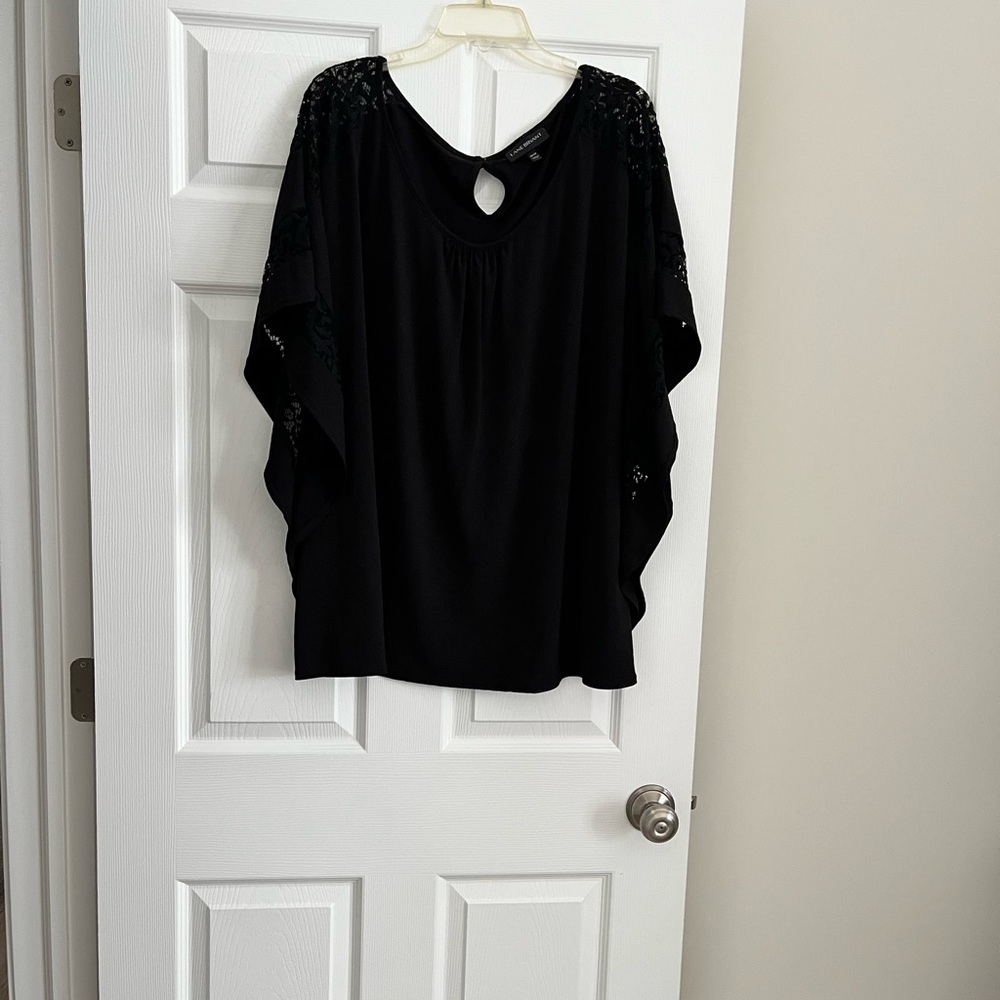 Lane Bryant Black Blouse with Lace Detail